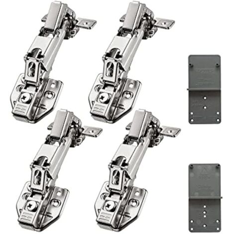 Clip–On 165 Degré Plein Recouvrante Charnieres 35mm avec Hydraulique Amortissement Soft Close Charnière pour Meuble Armoires de Porte de Placard Cuisine Complètement en Applique Lot de 4 (1/5)
