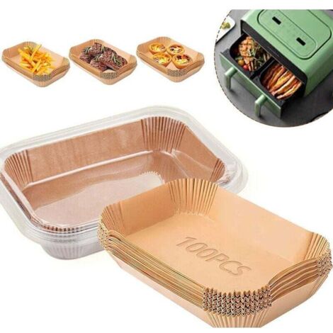 100 pièces Papier Cuisson pour Air Fryer, 20,5x14cm,Rectangulair Paper Liner Friteuse Sans Huile Accessoires pour (1/4)