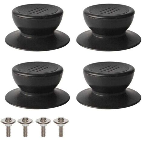 Bouton de couvercle 4 pièces, bouton de remplacement de couvercle de cuisine universel, couvercle en verre, poignée de couvercle en verre - noir (1/4)