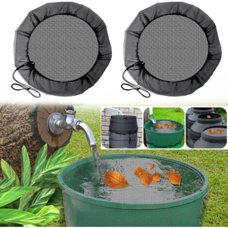 Filet pour récupérateur d'eau de pluie, housse pour récupérateur d'eau de pluie avec cordon de serrage, housse ronde pour récupérateur d'eau de pluie, protection contre les moustiques et les feuilles (1/4)