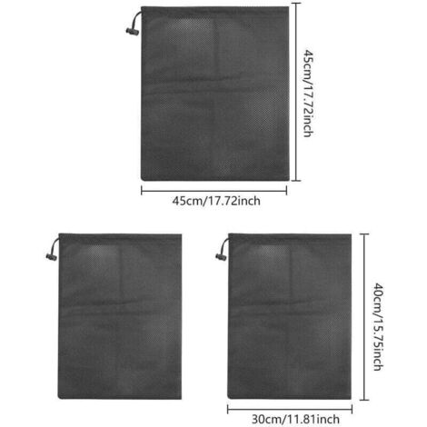 3 PCS Sac en Filet de Filtre de Pompe Sac de Filtre de Pompe d'Étang avec Cordon de Serrage Sac Filtrant de Pompe à Eau Sac de Barrière de Pompe pour Filtre Bassin Exterieur(4030cm/4545cm)