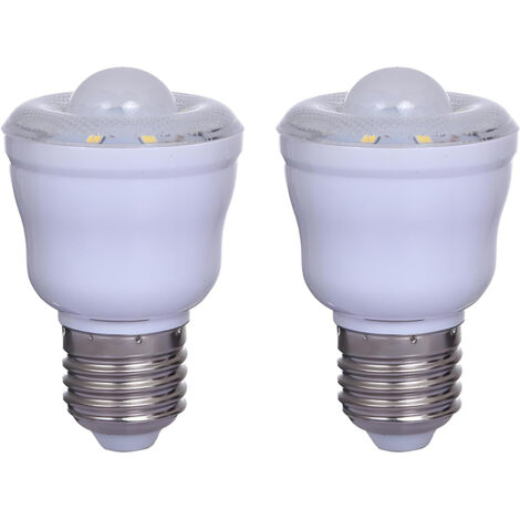 Lot de 2 Ampoules à détecteur de mouvement PIR avec Culot E27 , 2W , Équivalent Incandescence 30W , Blanc Froid 6000K , Veilleuse Automatique On/Off pour Couloir , Cour,AC 220-240V , Non dimmable (1/5)
