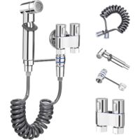 Union – Douchette pour bidet de toilette – Noyau en laiton – Robinet d'arrêt avec tuyau et support – Installation facile en 10 minutes