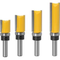 4pcs 6mm Tige Motif de Garniture Routeur Bits Set Template Trim Routeur Bits Routeur de Motif de Finition Affleurant Outil de Coupe de Fraisage du Bois , 12mm,20mm , 25mm , 38mm