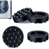 Lot de 4 patins antichocs pour lave-linge avec 19 ventouses puissantes , patins antidérapants pour lave-linge et sèche-linge , réduisant le bruit et empêchant le lave-linge de bouger.