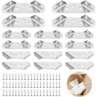 16 Pack Stainless Steel Triangle Brackets 60 x 30 mm with Screws M4 x 16 for Wooden Shelves, Cabinets, Tables