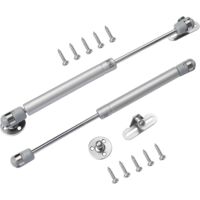 2 Pack 100N Gas Springs with Screws, Soft Close Hinges for Kitchen Cabinet Toy Cabinet, Heavy Lid Hinges, Lift Supplies, Silver