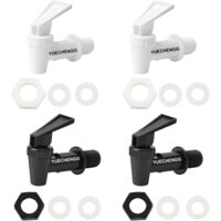 4 Pack Plastic Beverage Dispenser - Water Dispenser Tap Replacement - Suitable for Cold and Hot Drinks, Beer Barrel, Glass, Coffee, Juice, Drinking Fountain, Black