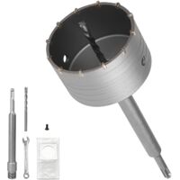 100mm Scie Cloche Beton, avec 220mm Rallonge SDS PLUS et Foret de Centrage, Carotteuse Beton, Trépan Béton Multi Matériaux, Scie Cloche pour Maçonnerie Pierres, Ciment, Brique