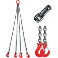 G80 en Acier au Manganèse Elingue de Levage, Chaîne de Levage de Capacité de Levage de 3000 kg, 1,5 m 4 Chaînes avec Crochets de Levage, Chaine de Levage de 6 mm d'épaisseur pour Levage Lourd