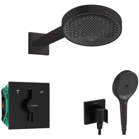 Hansgrohe - Conjunto de ducha con grifo empotrado, con cuerpo de montaje, diámetro 25 cm, 3 chorros, negro mate SANI21HHH405 (1/5)