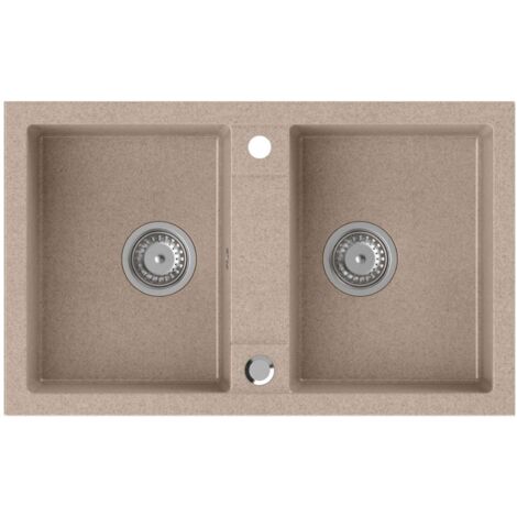 Sapho Fregaderos - Fregadero de granito, 78x48 cm, beige GR2222 (1/3)