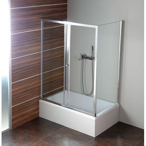 Polysan Deep - Puerta de ducha de dos partes, 110 cm, aluminio pulido/cristal transparente MD1116
