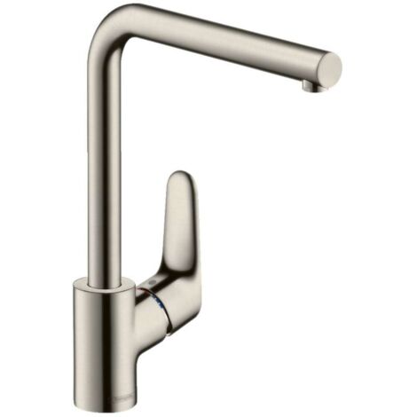 Hansgrohe Focus M41 - Grifo monomando de fregadero 280 con caño giratorio, aspecto de acero inoxidable 31817800