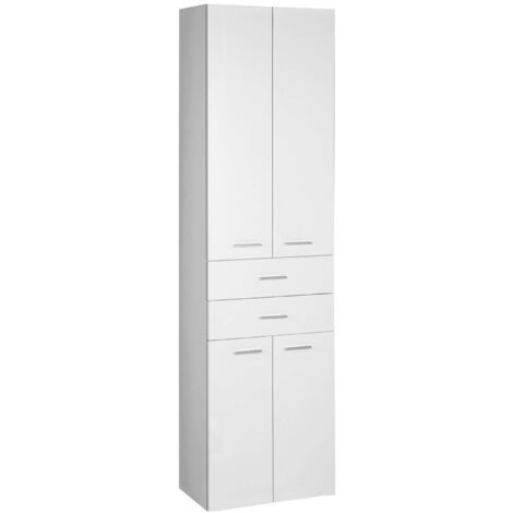 Aqualine Zoja - Armario alto Keramia Fresh con cajones, 50x184x29 cm, blanco 51291
