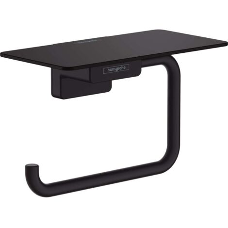 Hansgrohe AddStoris - Portarrollos con estante, negro mate 41772670