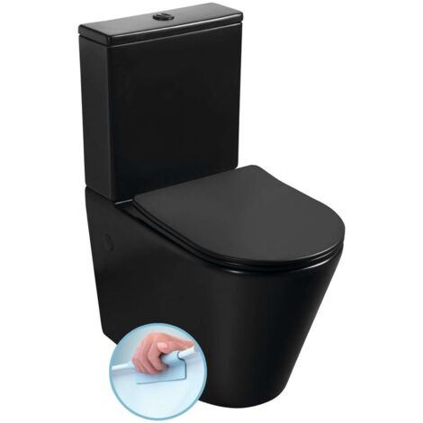 Sapho Paco - Taza de inodoro, desagüe Vario, Rimless, negro PC1012WRB