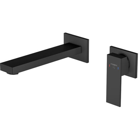 Steinberg 160 - Grifo empotrado de lavabo, instalación de 2 orificios, negro mate 160 1814 3 S (1/5)