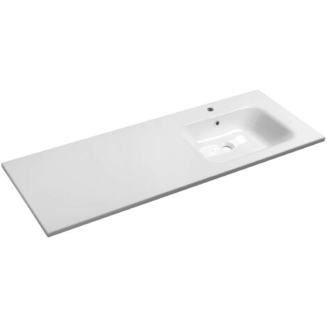 Sapho Lavabos - Lavabo 141x52cm, con rebosadero, orificio para grifo, blanco AC141R