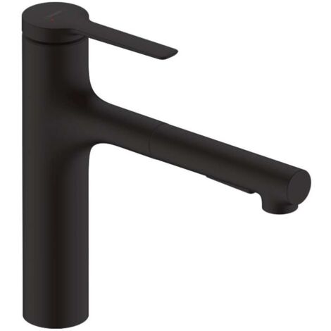 Hansgrohe Zesis M33 - Grifo de fregadero con ducha extraíble, sBox, negro mate 74823670 (1/5)