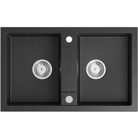 Sapho Fregaderos - Fregadero de granito, 78x48 cm, negro GR2224 (1/3)