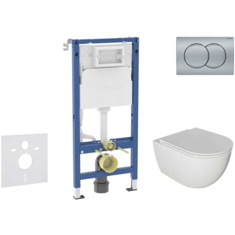 Geberit Duofix - Conjunto de módulo de instalación empotrada,Inodoro Oudee y asiento con cierre suave, botón Delta01, cromo mate SANI11CA1125B