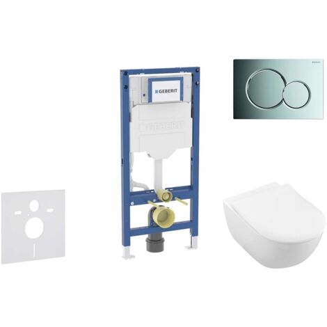Geberit Duofix - Conjunto de módulo de instalación empotrada, inodoro Subway 2.0 y asiento softclose, pulsador de descarga Sigma01, cromo brillante SANI11CK1109