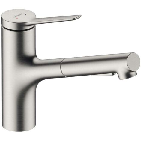 Hansgrohe Zesis M33 - Grifo de fregadero con ducha extraíble, aspecto de acero inoxidable 74820800 (1/5)