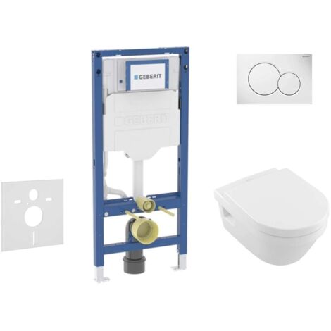 Geberit Duofix - Conjunto de módulo de instalación empotrada, inodoro Architectura y asiento softclose, pulsador de descarga Sigma01, blanco alpino SANI11CK3100