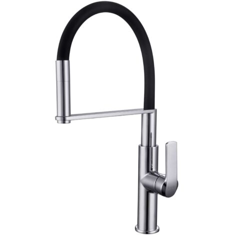 kielle Magnus - Grifo de fregadero con brazo flexible, cromo/negro 10516110 (1/4)