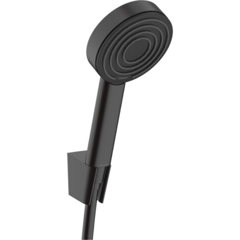 Hansgrohe Pulsify S - Conjunto de cabezal de ducha, 1 chorro, soporte y manguera 125 cm, negro matee 24301670 (1/4)