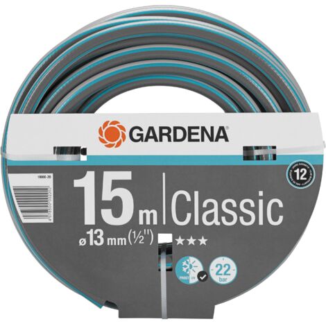 GARDENA Manguera de jardín Classic GARDENA de 15 m, 13 mm (1/2") para riego y jardín, manguera de jardín antitorsión, sin fugas de agua, presión de ruptura de 22 bar (18000-20) (1/2)