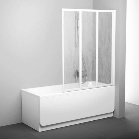 Ravak Supernova - Mampara de baño abatible en tres partes VS3 130, 130x140 cm, blanco/Lluvia 795V010041