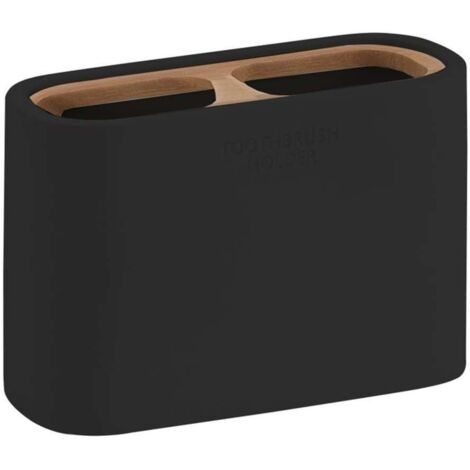 Sapho Accesorios de baño Gedy - Vaso Ninfea para cepillos y pasta de dientes, negro/bambú 139814 (1/5)