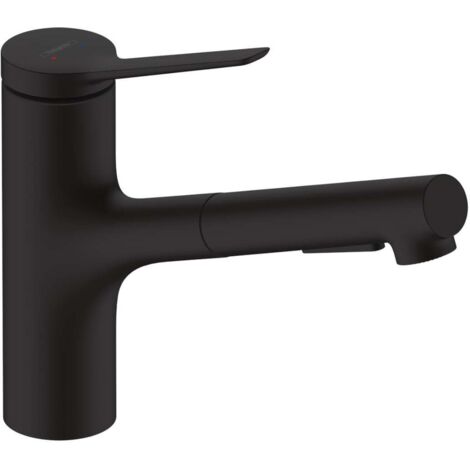 Hansgrohe Zesis M33 - Grifo de fregadero 150, con ducha extraíble, negro matee 74800670