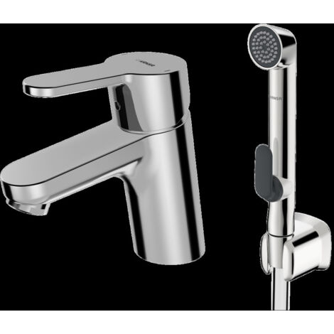 Hansa Primo - Grifo monomando de lavabo con teleducha, cromo 49462203 (1/5)