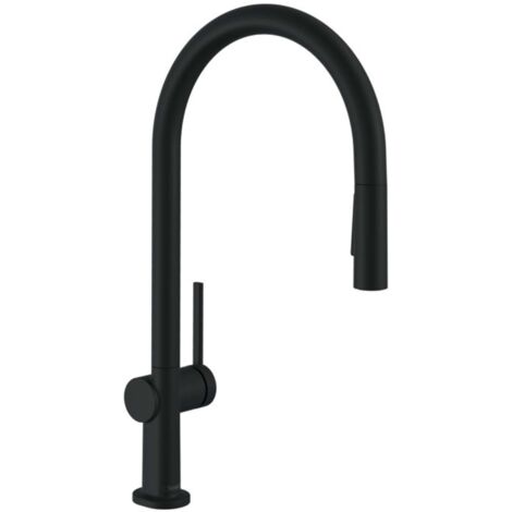 Hansgrohe M54 - Grifo de fregadero Talis con ducha extraíble, negro mate 72800670 (1/5)