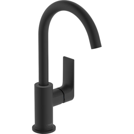 Hansgrohe Rebris E - Grifo de lavabo, con desagüe y cao giratorio, negro mate 72576670 (1/5)