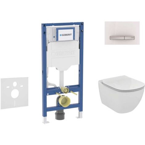 Geberit Duofix - Conjunto de módulo de instalación empotrada, inodoro Tesi y asiento, pulsador Sigma50, blanco alpino SANI11CD3123