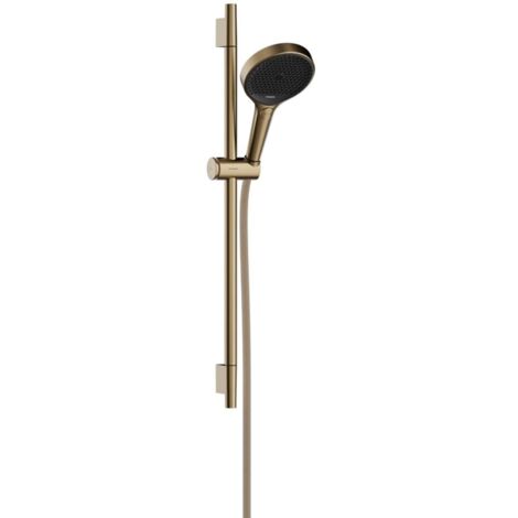 Hansgrohe Rainfinity - Conjunto de alcachofa de ducha, barra y manguera, 3 chorros, bronce cepillado 28745140