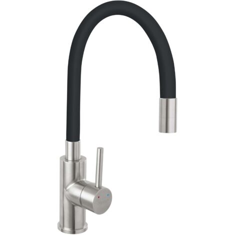 Novaservis Ferro - Grifo para lavabo con brazo flexible, negro/acero inoxidable 70710,4C (1/3)