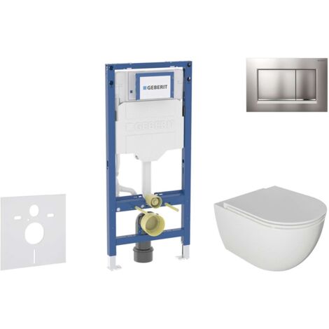 Geberit Duofix - Conjunto de módulo de instalación empotrada, Inodoro Oudee y asiento con cierre suave, botón Sigma30, cromo lacado mate/ cromo SANI11CA1122B