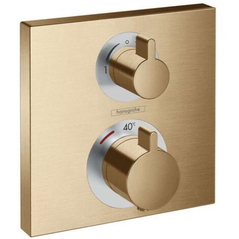Hansgrohe Ecostat Square - Grifo termostático empotrado para 2 aparatos, bronce cepillado 15714140