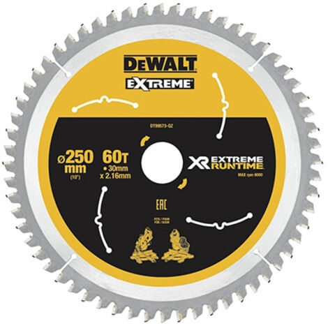 DeWALT Accesorios - Hoja de sierra para madera 250x30 mm, 60 dientes DT99573