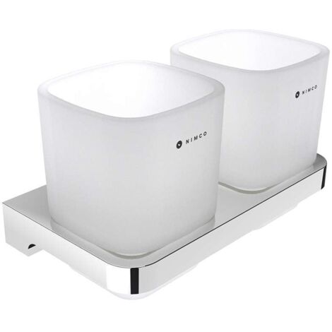 Nimco Maya - Vaso para cepillo de dientes con soporte, vidrio esmerilado/cromo MA 29058D-C-26 (1/2)
