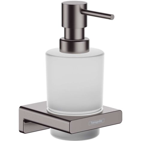 Hansgrohe AddStoris - Dispensador de jabón con soporte, cristal mate/cromo negro cepillado 41745340