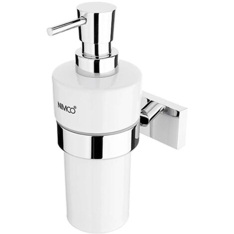 Nimco Keira - Dosificador de jabón de cerámica con soporte, blanco/cromo KE 22031KN-T-26 (1/2)