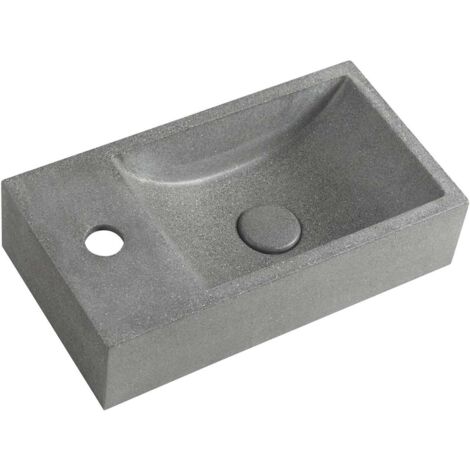 Sapho Small - Lavamanos 40x22 cm,1 orificio para grifo a la izquierda, sin rebosadero, negro granito AR403
