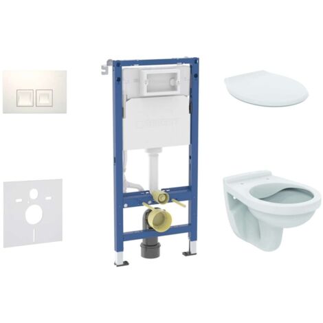 Geberit Duofix - Conjunto de módulo de instalación empotrada, inodoro Alpha y asiento, pulsador Delta35, blanco alpino SANI11CD3143