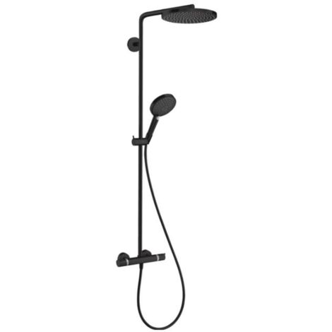 Hansgrohe Raindance S - Conjunto de ducha con termostato, diámetro 24 cm, 3 chorros, EcoSmart, negro mate 28823670